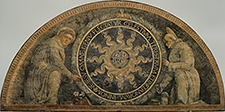 Der hl. Antonius von Padua und der hl. Bernardin von Siena stellen das Monogramm Christi vor, 1452, Basilika des hl. Antonius von Padua in Padua im Antonianischen Museum, Hochgeladen von: Oxxo - Wikimedia Commons