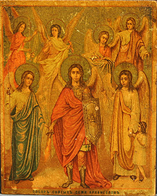 Konzil der sieben Erzengel, Russische Ikone, frühes 19. Jhdt., Wikimedia Commons