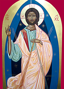 Ikone des Barmherzigen Jesus - Ausschnitt, gemalt von Alfred Rebhan aus Teuschnitz