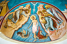Wandmalerei im Inneren der Kirche des hl. Johannes des Täufers am Jordan, Hochgeladen von Cybjorg - Wikimedia Commons